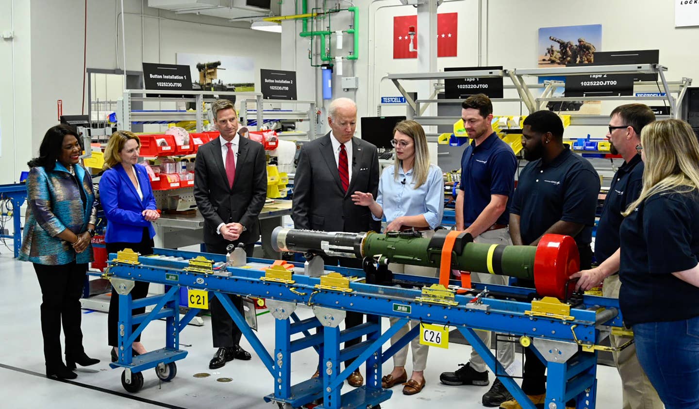 President Biden tours the Javelin production line at Troy, Alabama. <em>Lockheed Martin</em>
