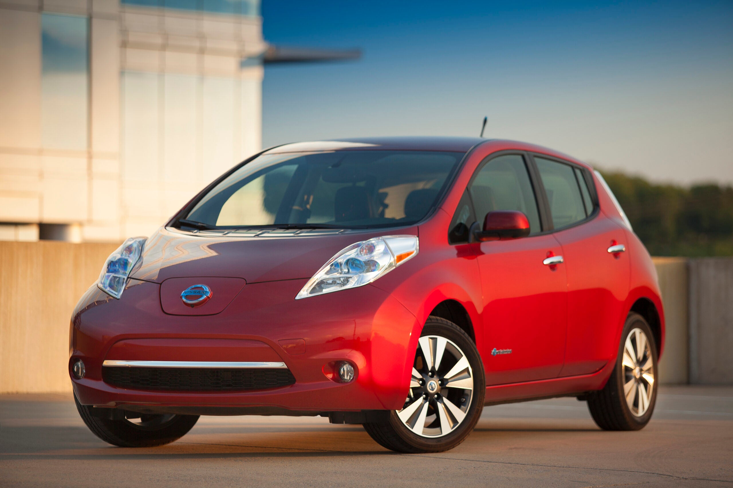 A 2013 Nissan Leaf, before its second-generation redesign.