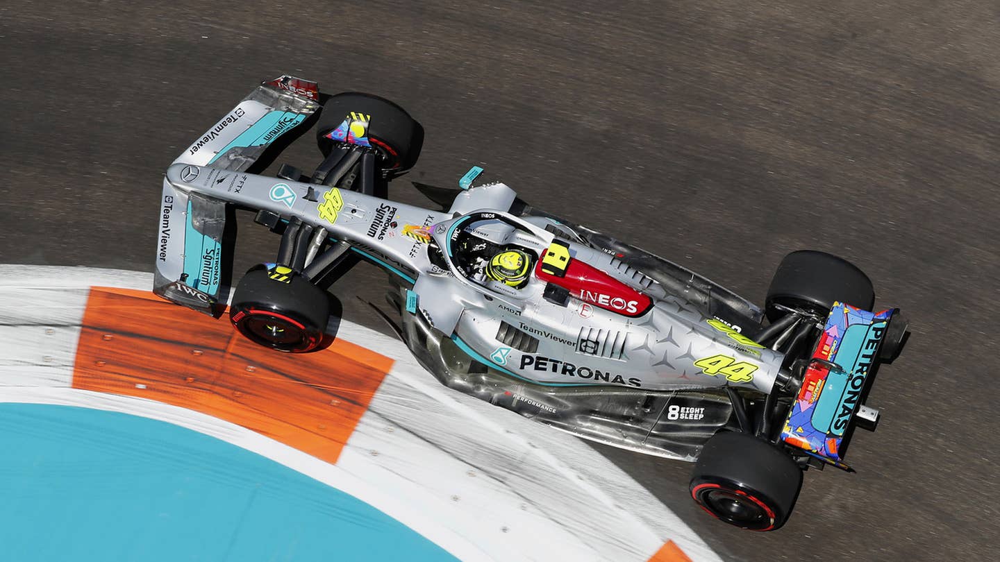 Lewis Hamilton driving on track at the Miami Grand Prix