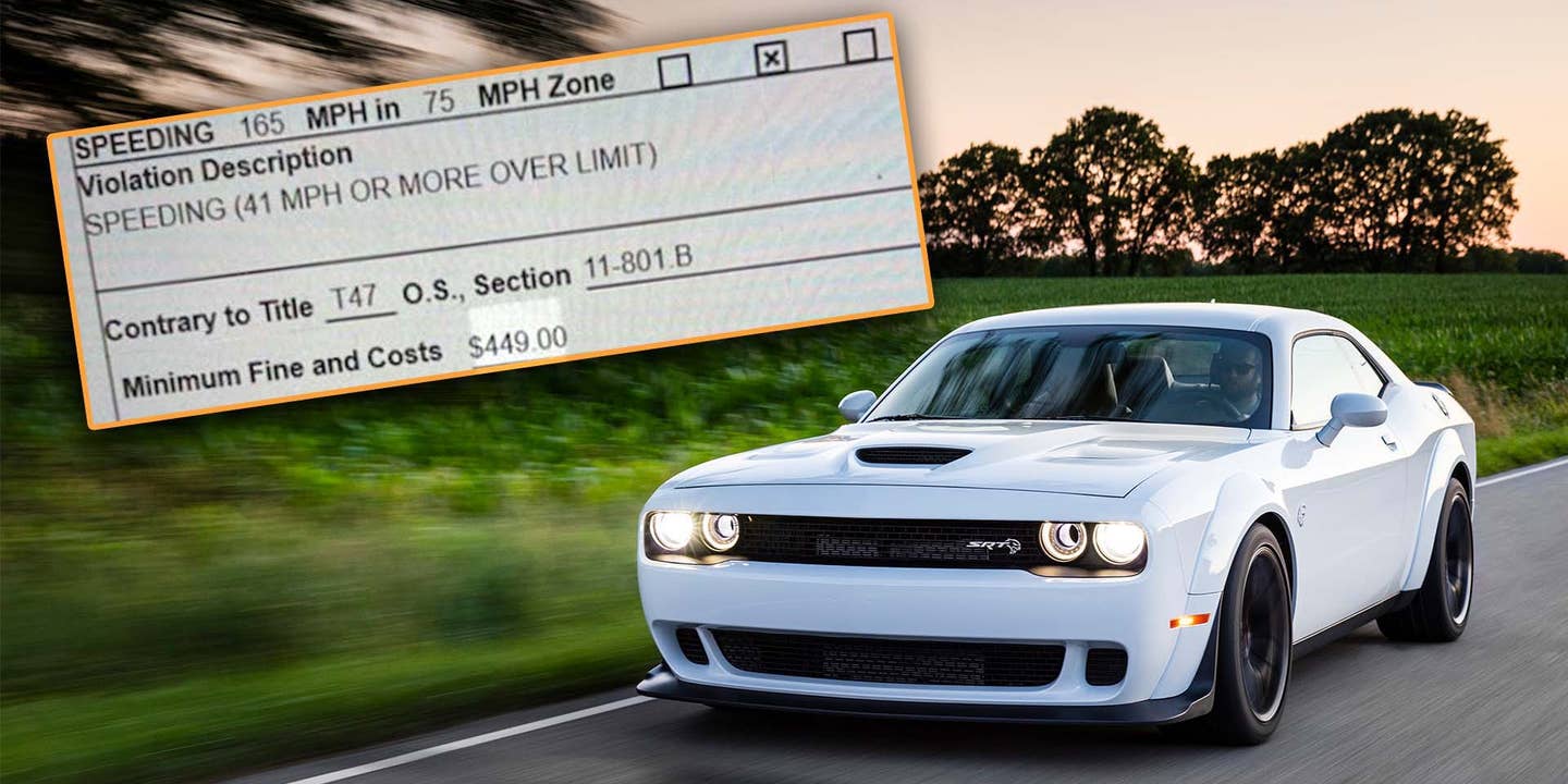 Dodge Hellcat Driver Caught Doing 165 MPH, Only Gets a $450 Ticket
