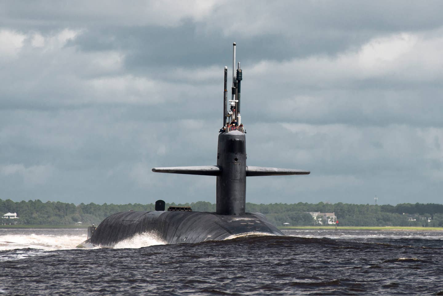 The <em>Ohio</em> class guided-missile submarine <em>USS Florida</em> departs Naval Submarine Base Kings Bay. <em>Photo by Mass Communication Specialist 1st Class James Kimber/U.S. Navy</em>