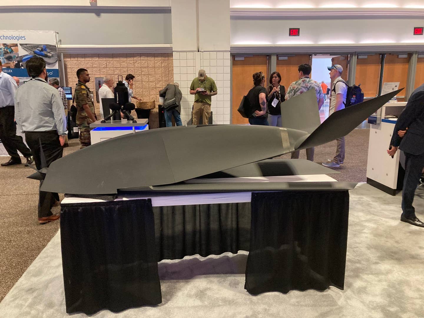 General Atomics says its Eaglet drone, first displayed during the 2022 Special Operations Forces Industry Conference in Tampa, was designed to be carried by its Reaper and Gray Eagle drones. (Howard Altman photo)