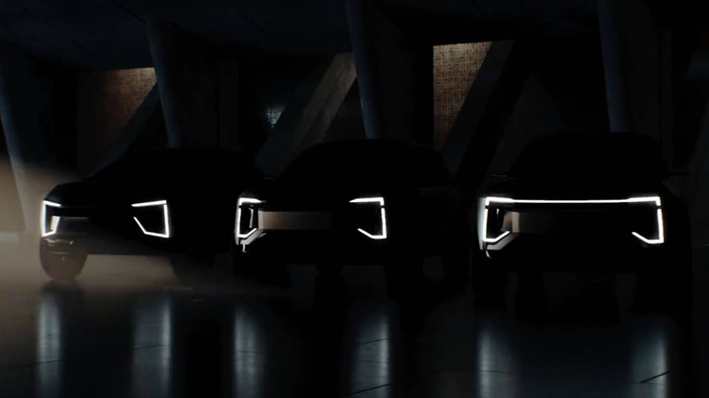 The teaser image of three shadowy SUVs that Mahindra showed earlier in 2022