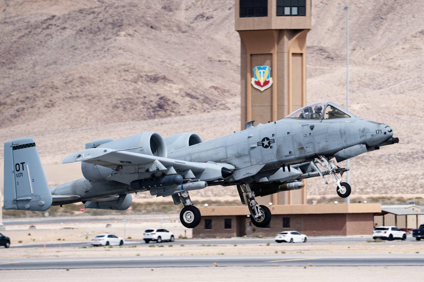 An A-10C Thunderbolt II assigned to the 422nd Test and Evaluation Squadron, takes off during Black Flag 22-1 at Nellis Air Force Base, Nevada. <em>U.S. Air Force photo by Airman 1st Class Josey Blades</em>
