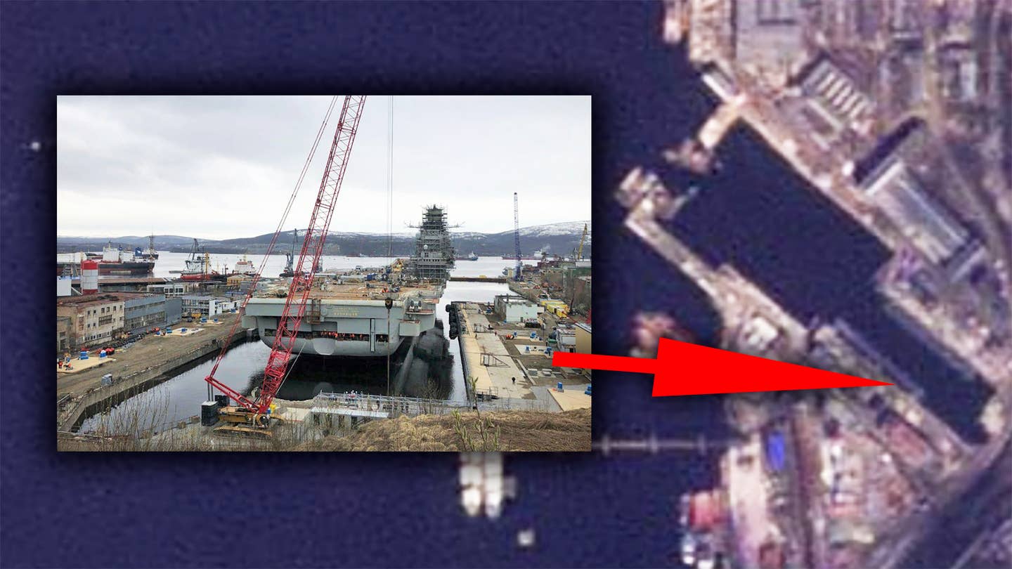 Russia’s Cursed Aircraft Carrier Is Finally In A Drydock That Can’t Sink