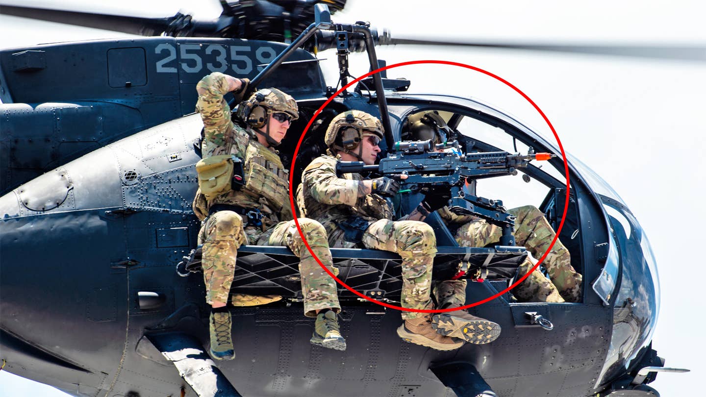 This Is Our Best Look Yet At The MH-6’s Plank-Mounted Machine Gun
