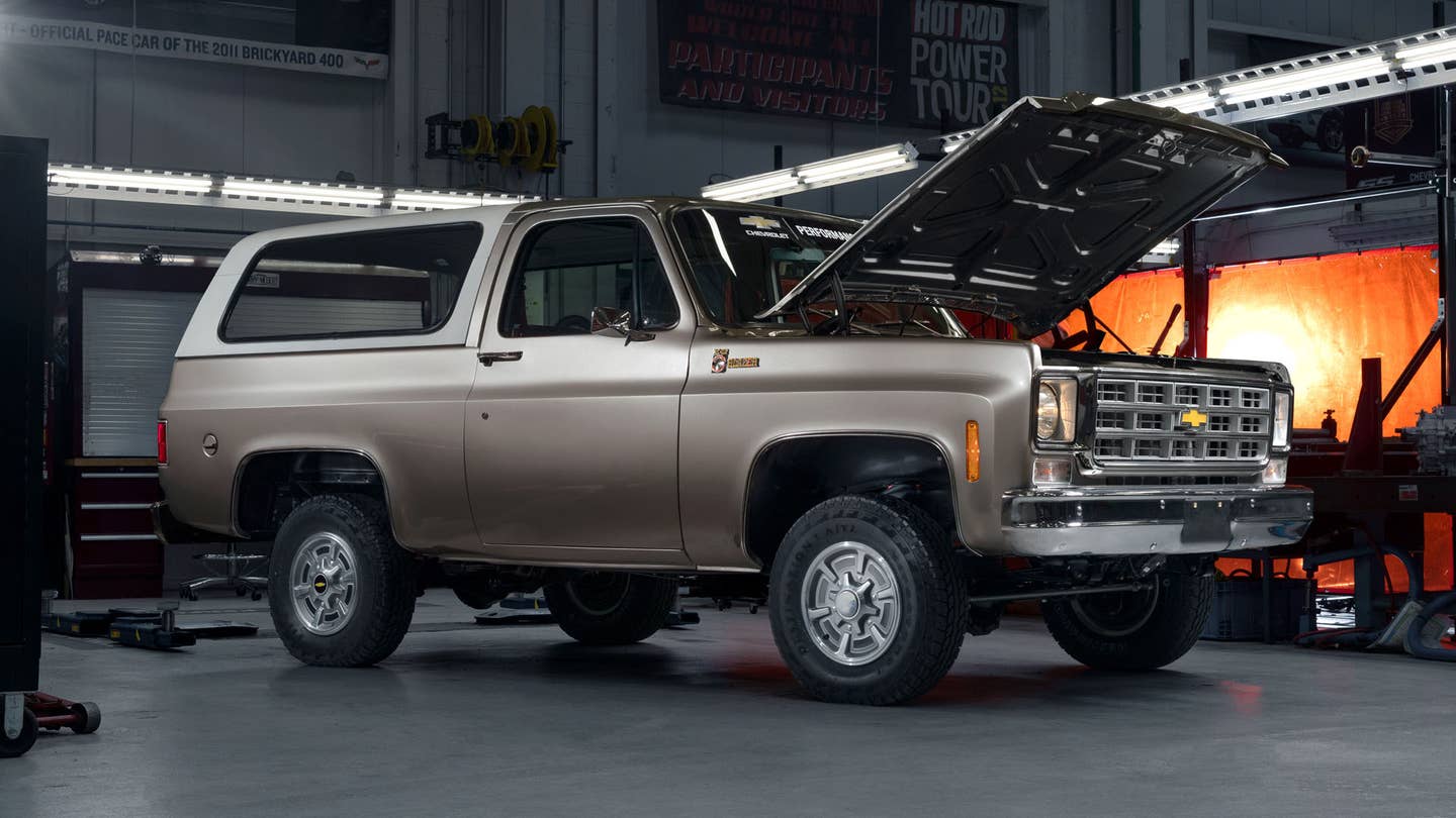An electric K5 Blazer Chevy previously brought to SEMA.