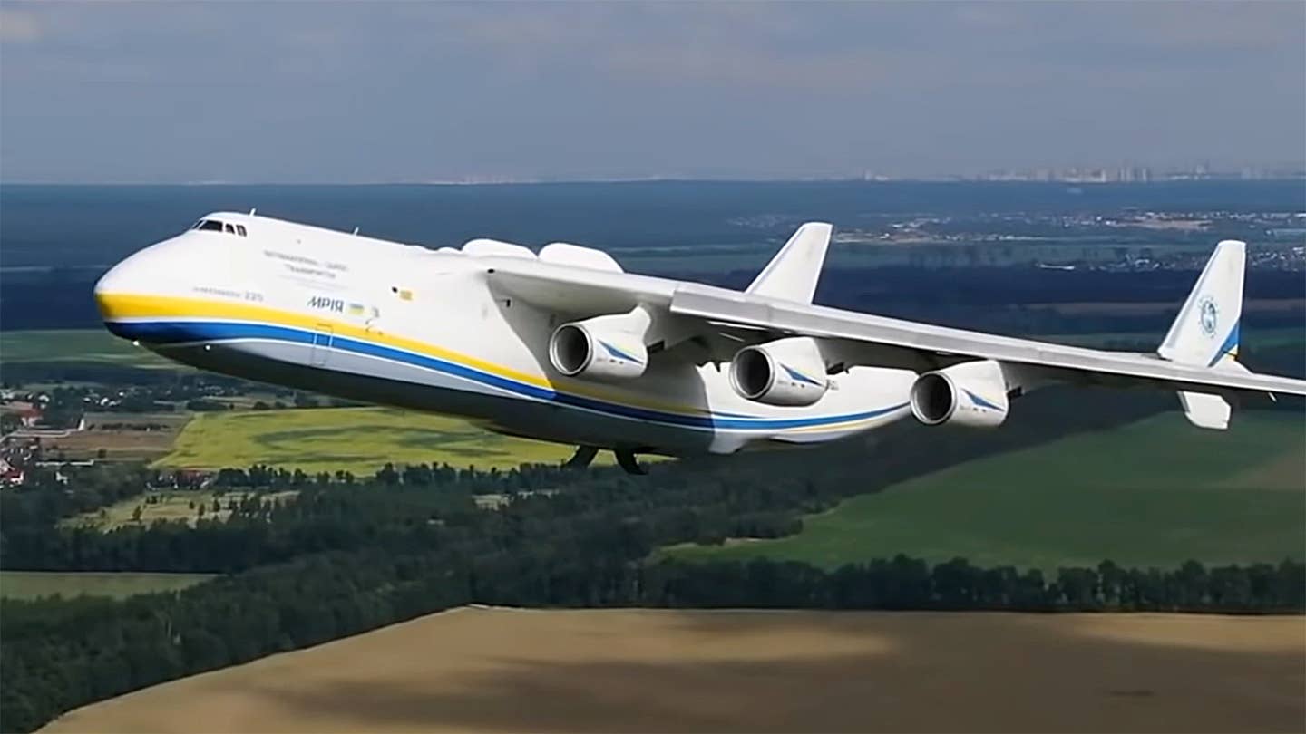 The An-225, known as Mryia, taking off from Ukraine.