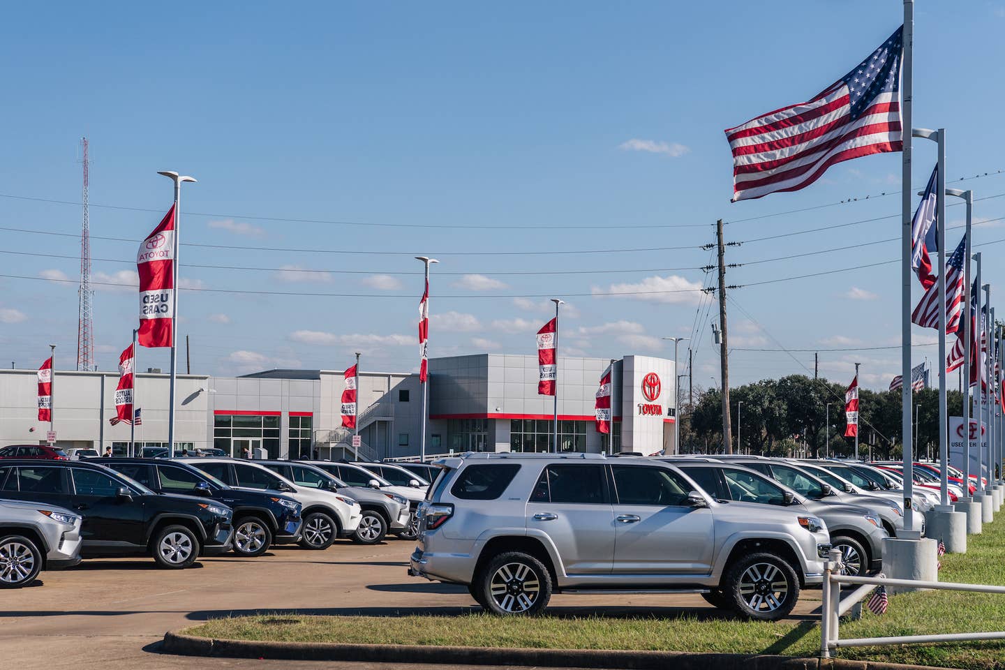 HOUSTON, TEXAS - JANUARY 04: Vehicles sit on the lot at the Joe Myers Toyota dealership on January 04, 2022 in Houston, Texas. Toyota Motor Corp has been ranked the No. 1 automaker in America after surpassing General Motors in auto sales for the first time since 1931. Automakers reported Toyota having sold 2.332 million vehicles in the United States, in 2021, compared to 2.218 million for General Motors. (Photo by Brandon Bell/Getty Images)