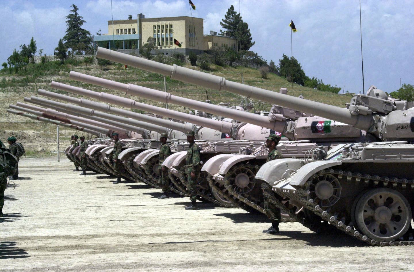T-62 Main Battle Tanks (MBT) during a graduation ceremony held at Polycharky, Afghanistan. <em>Wikimedia Commons</em>