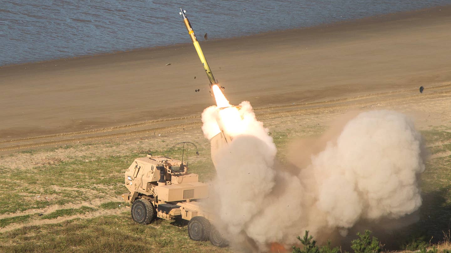 U.S. Soldiers launch rockets from an M142 High Mobility Artillery Rocket System (HIMARS), at Daecheon, South Korea, Sept. 21, 2017.