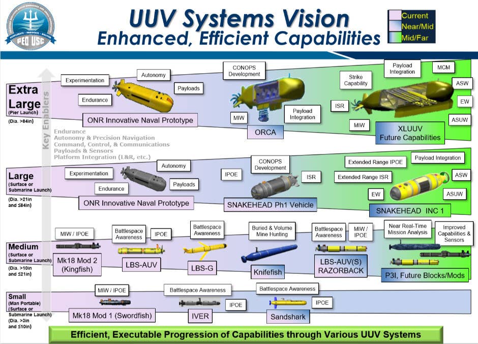 The Navy's "UUV Vision," with Orca at the top, center.<em> NAVSEA</em>