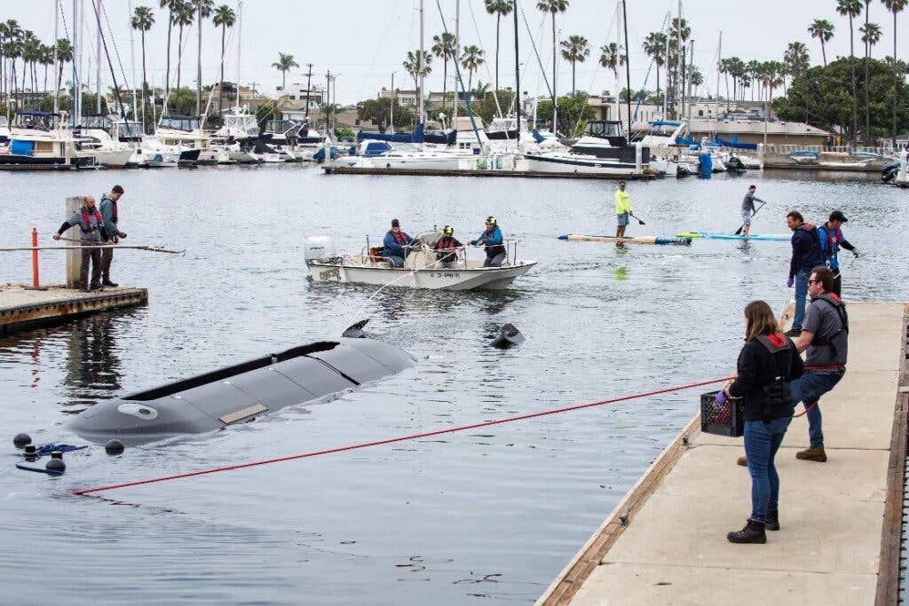 Orca in the water in Huntington Beac. <em>Boeing</em> <em>photo</em>.