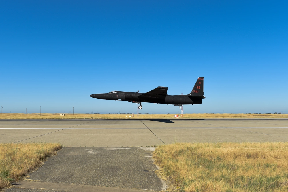 The U-2 dragon lady takes off for the Optical Bar Camera's final flight out of the 9th Reconnaissance Wing. <em>U.S. Air Force</em>
