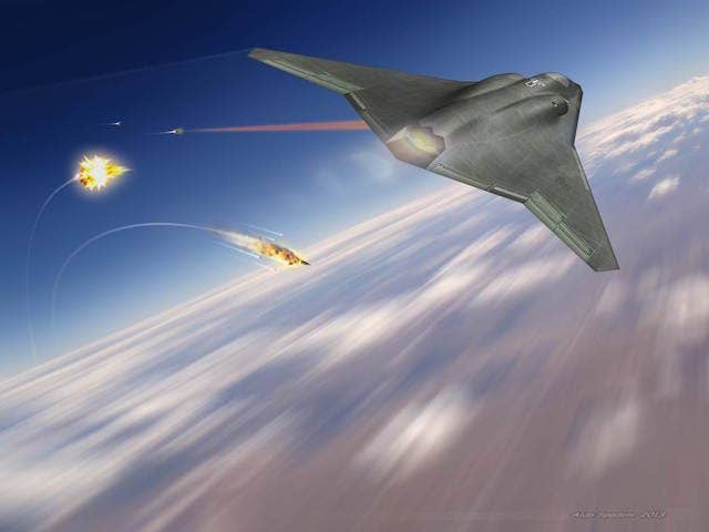 Northrop Grumman rendering of a notional next-generation manned tactical aircraft equipped with a laser.