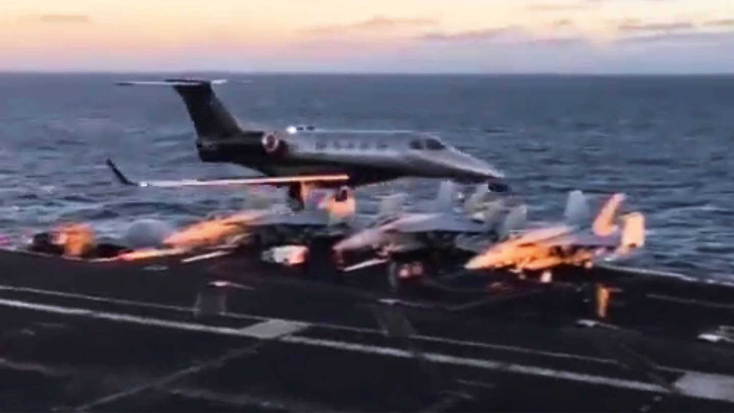 I Bet You’ve Never Seen A Private Jet Fly An Approach To An Aircraft Carrier Before