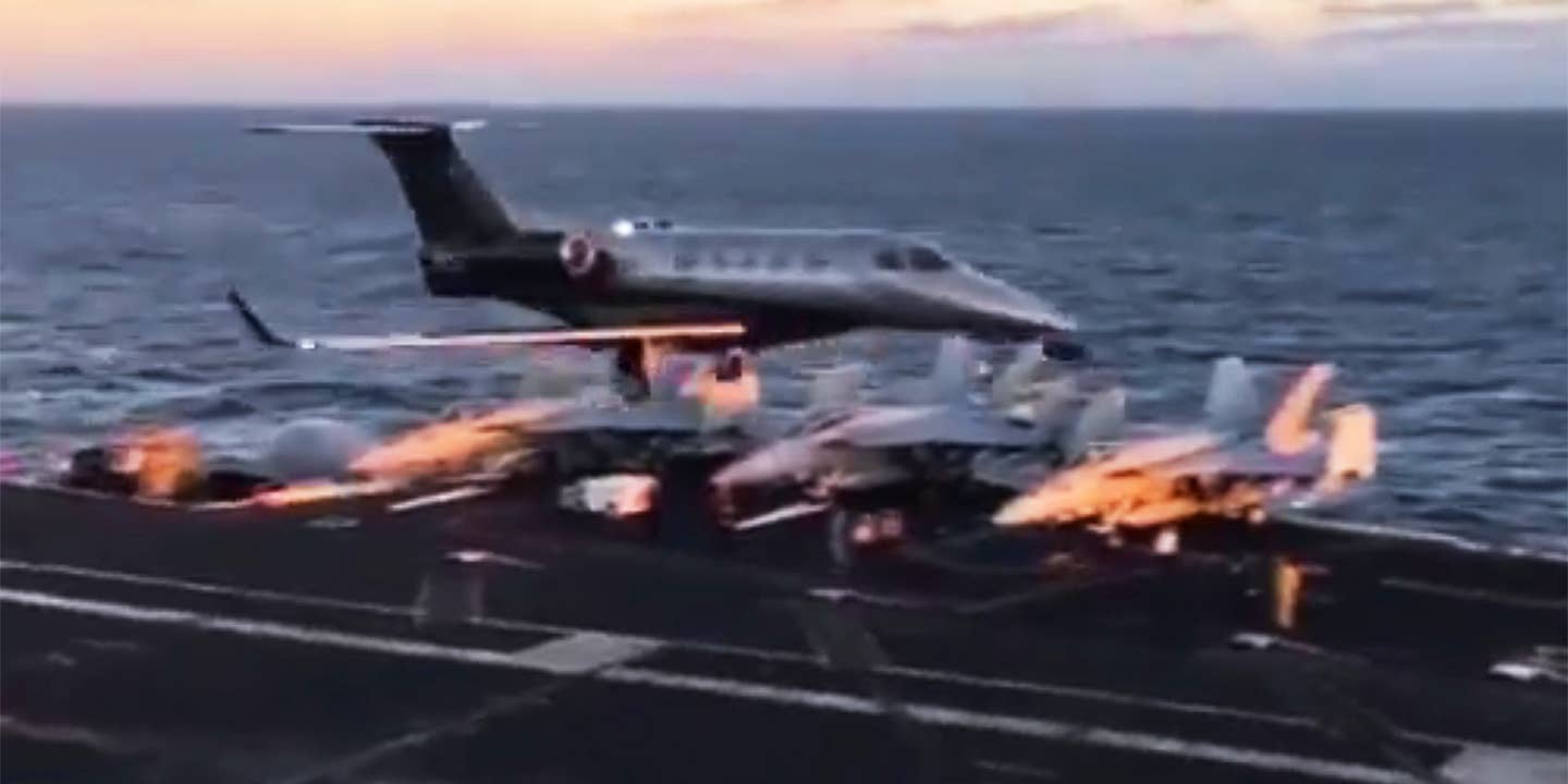 I Bet You’ve Never Seen A Private Jet Fly An Approach To An Aircraft Carrier Before