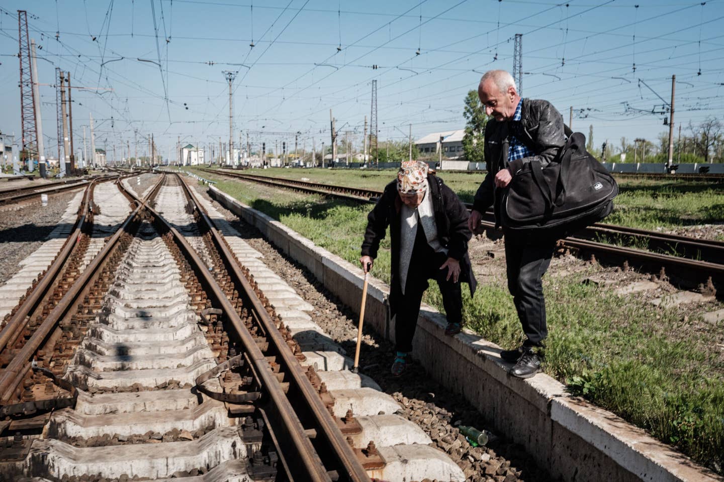 Because Ukraine's train tracks are slightly wider than those of other European nations, the delivery of grain by rail is costly and time-consuming. (Photo by YASUYOSHI CHIBA/AFP via Getty Images)