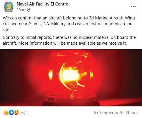 A screenshot of NAFEC's second Facebook post regarding today's crash.
