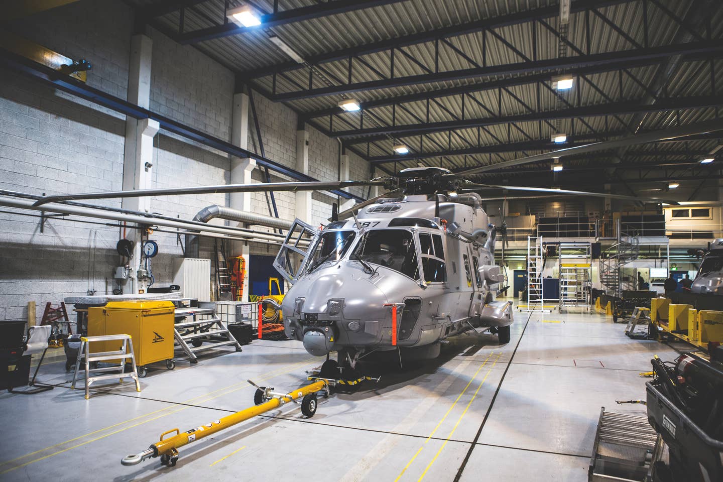 A Norwegian NH90 helicopter in the hangar. Norwegian Ministry of Defense