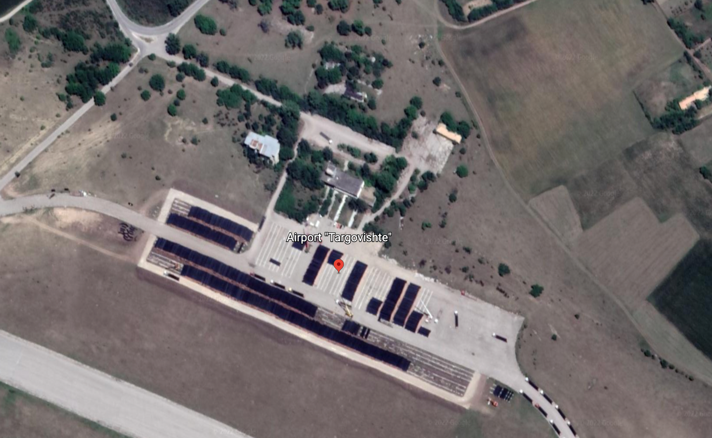 Satellite image of the Targovishte Airport. <em>Google Earth</em>