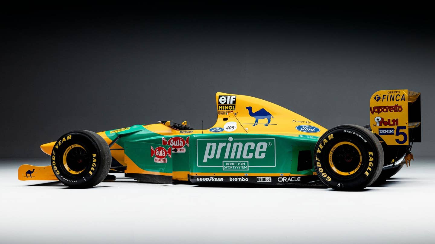 racecar in yellow and green livery