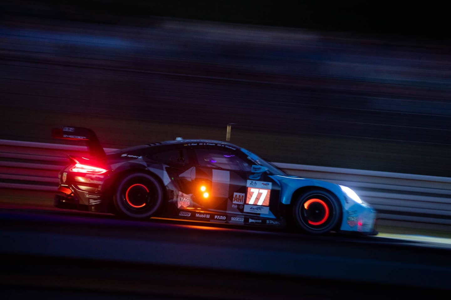 LE MANS, FRANCE - JUNE 11: The #77 Dempsey-Proton Racing, Porsche 911 RSR of Christian Ried, Sebastian Priaulx, and Harry Tincknell in action at the Le Mans 24 Hours Race on June 11, 2022 in Le Mans, France. (Photo by James Moy Photography/Getty Images)