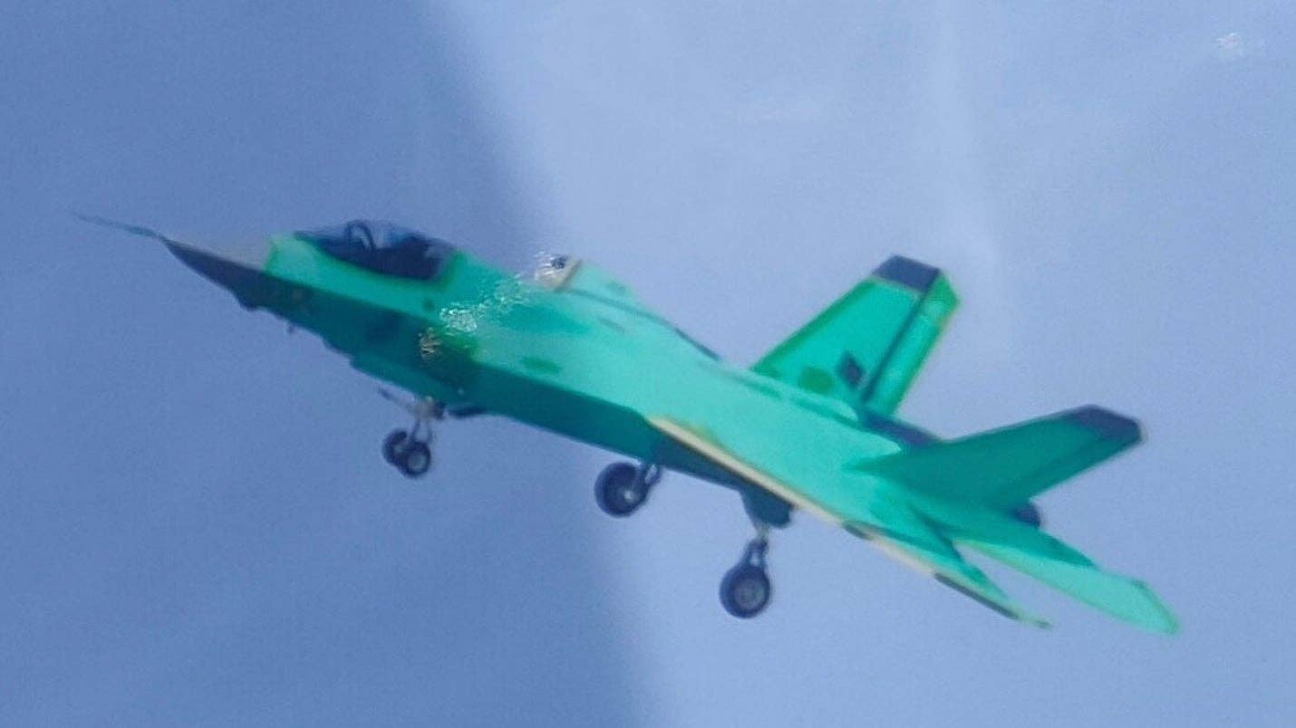 The navalized FC-31 after having its canopy configuration <a href="https://www.thedrive.com/the-war-zone/43323/chinas-new-carrier-capable-stealth-fighters-canopy-is-its-most-intriguing-feature">revised</a>.&nbsp;<em>Chinese Internet</em>