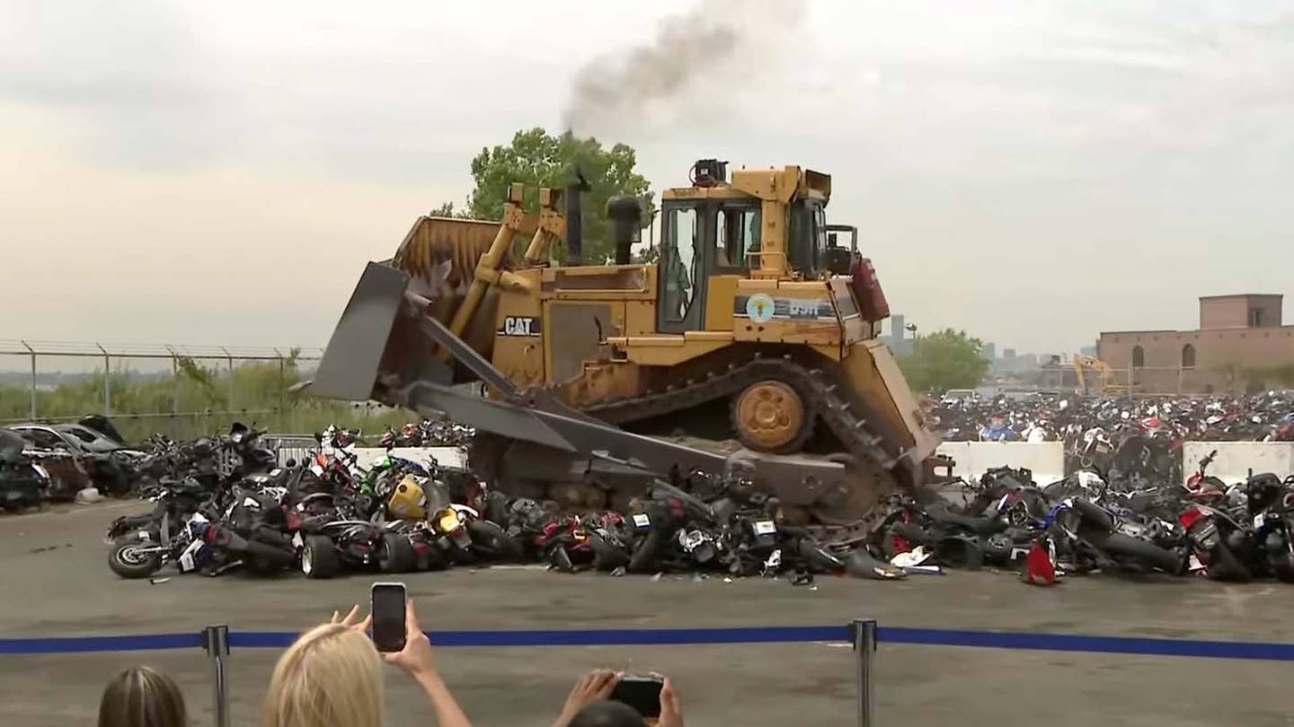 NYC Bulldozes 92 Illegal Motorcycles, ATVs So They’ll Never ‘Terrorize’ Again