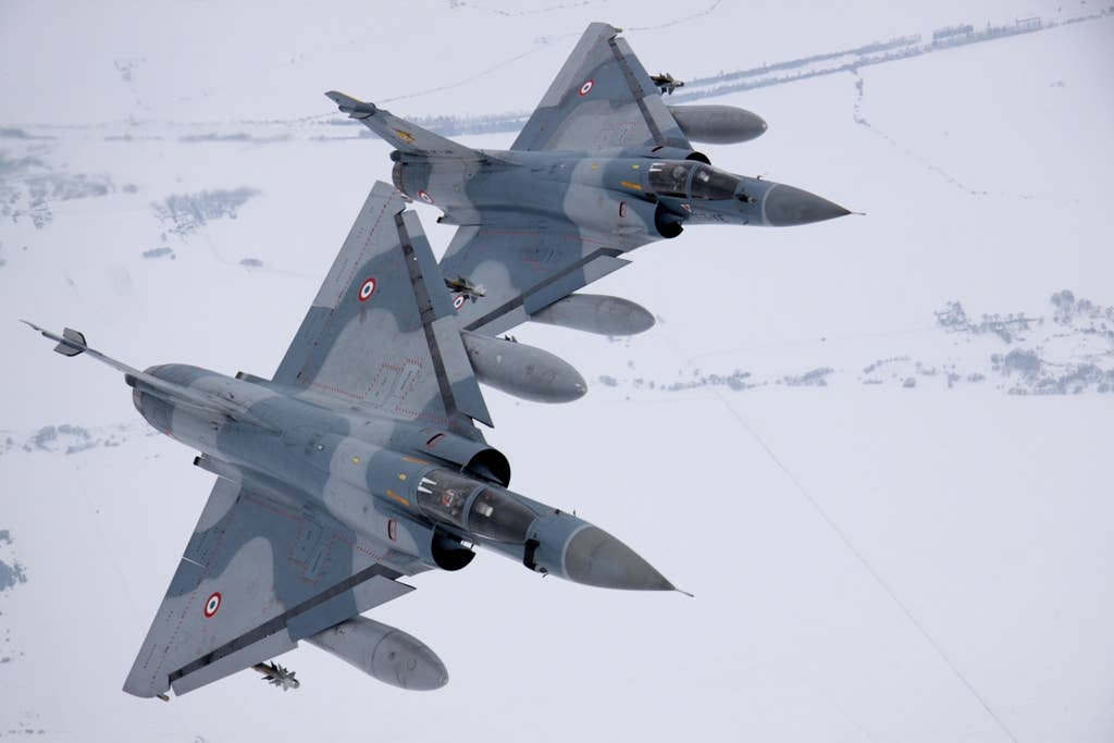 A French contingent with four Mirage 2000Cs took over the NATO Baltic Air Policing mission in January 2010. <em>Arz/Wikimedia Commons</em>