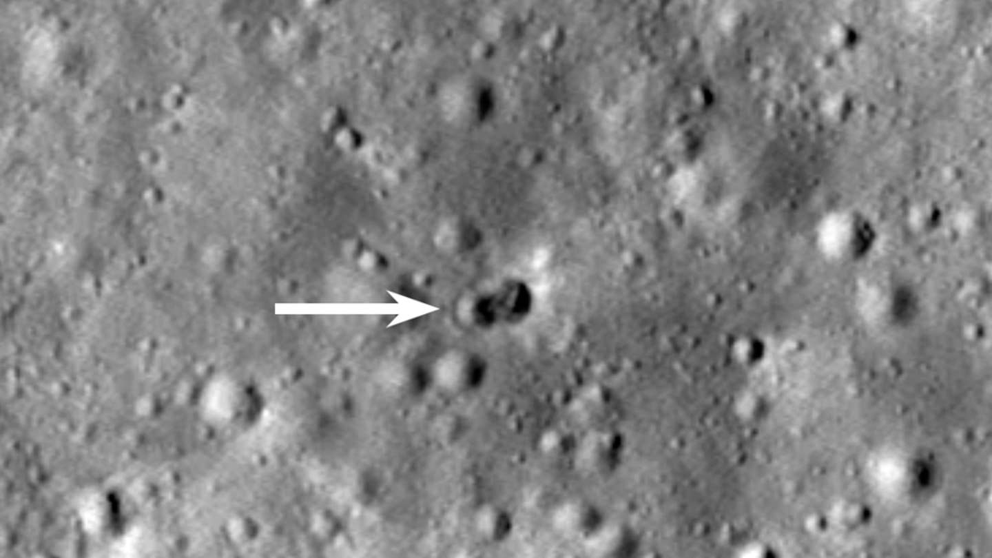 NASA’s Lunar Recon Orbiter Spots Mystery Rocket Crater Pair On The Moon