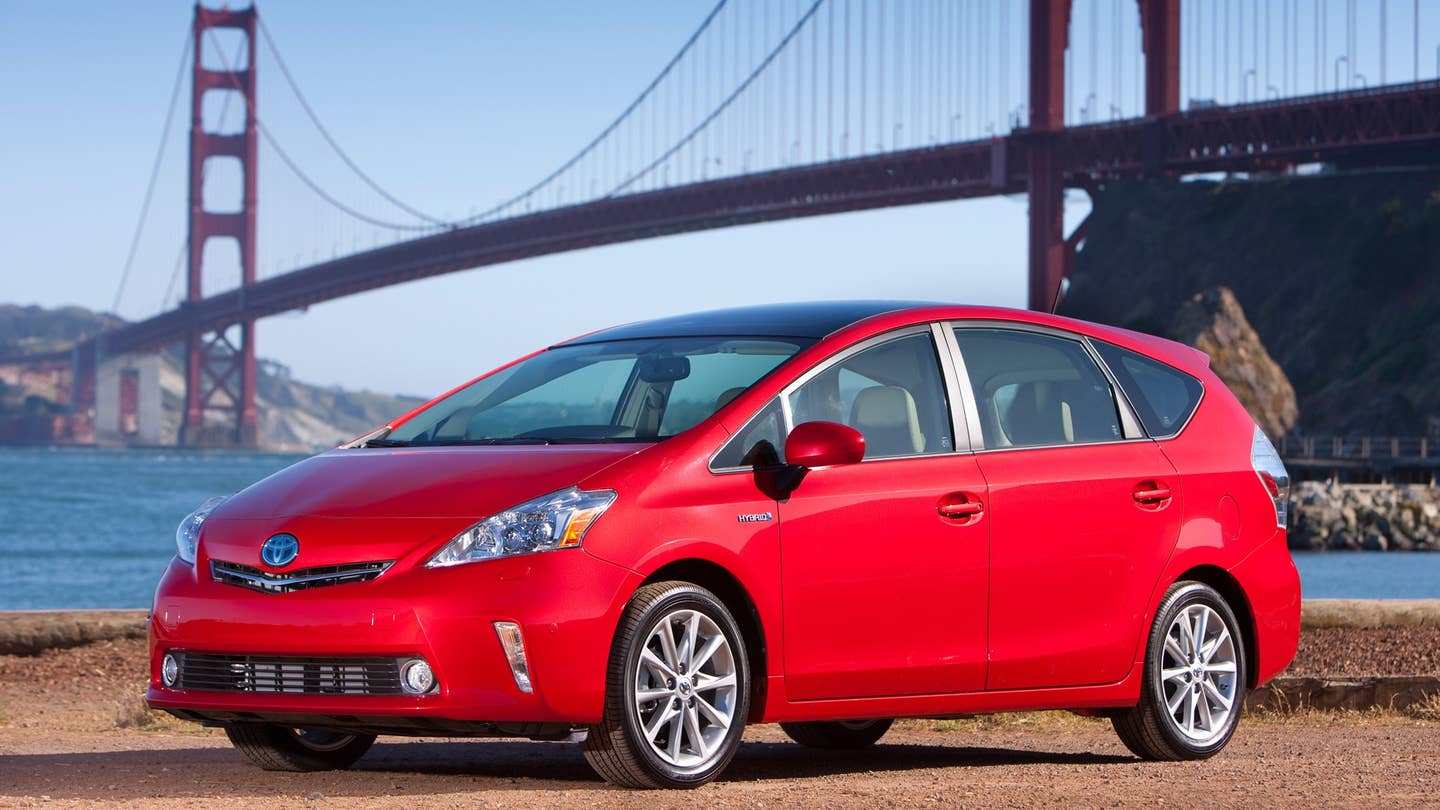 2012 Toyota Prius V in front of Golden Gate Bridge