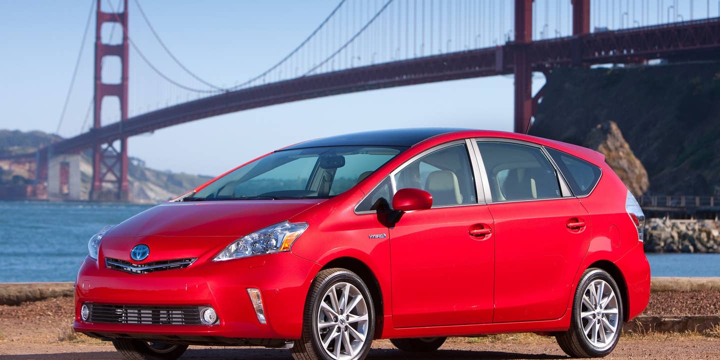 2012 Toyota Prius V in front of Golden Gate Bridge