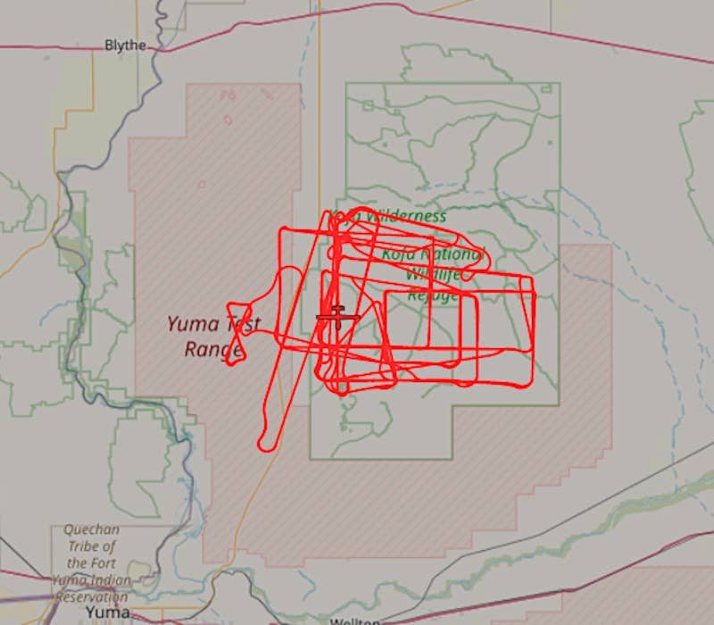 An example of the Zephyr S's general flight activity as tracked online between June 15 and June 22. <em>ADS-B Exchange</em>