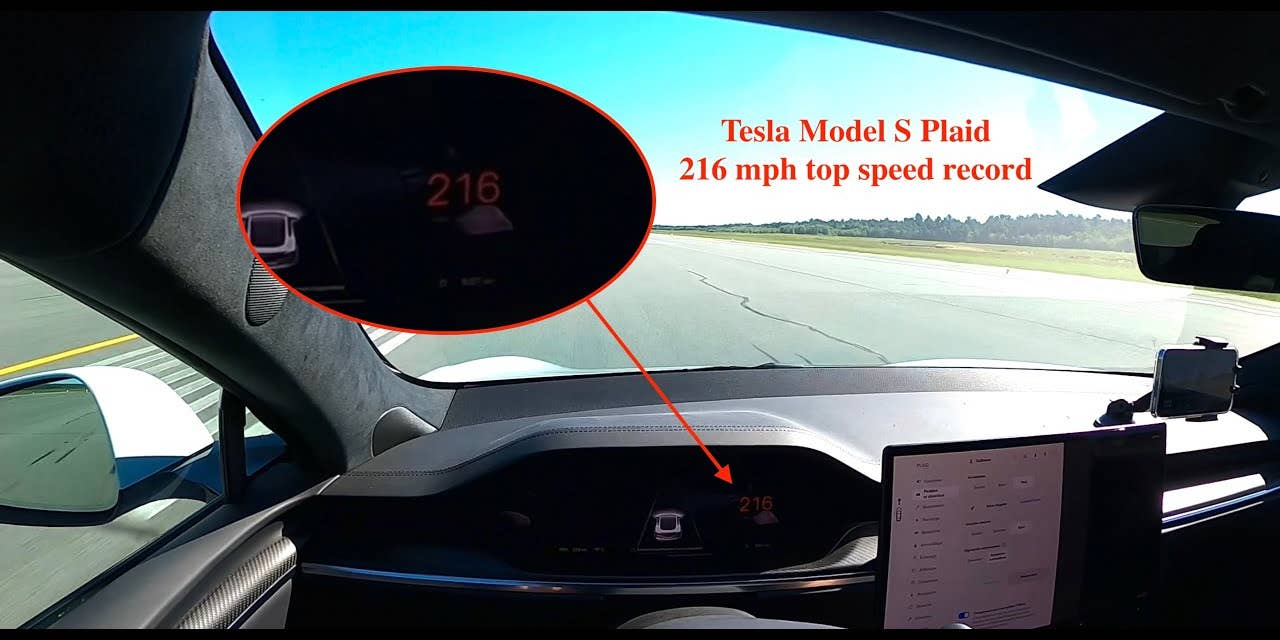 Watch A Tesla Model S Plaid Speed Past 200 MPH For The First Time