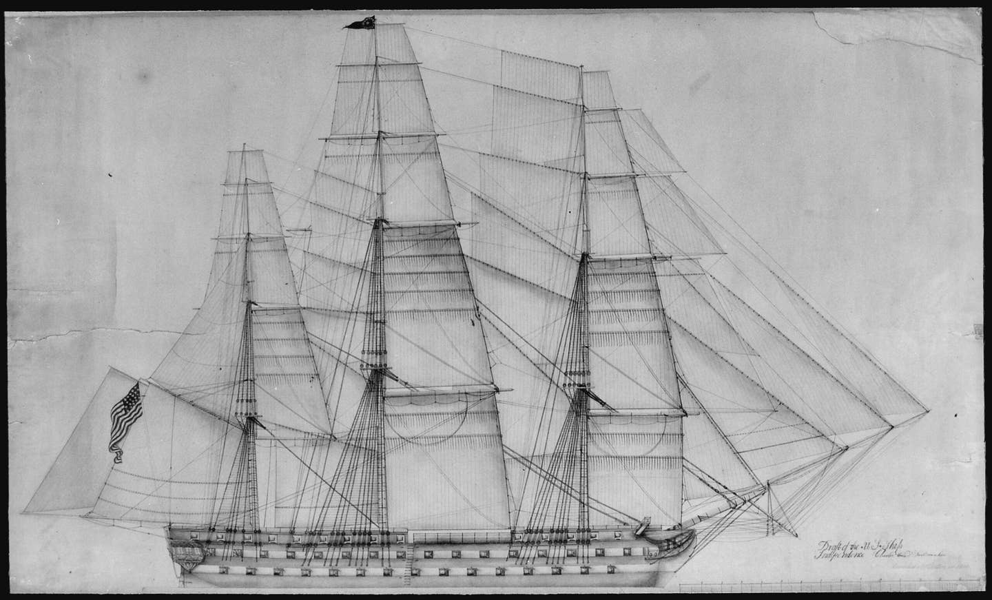 A sailmaker’s plan for the ship-of-the-line USS <em>Independence</em>. <em>U.S. National Archives and Records Administration</em>