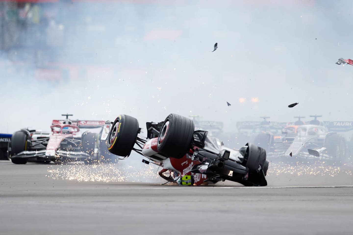 Zhou Guanyu is Okay After Flipping His F1 Car Into the Barrier During the British GP