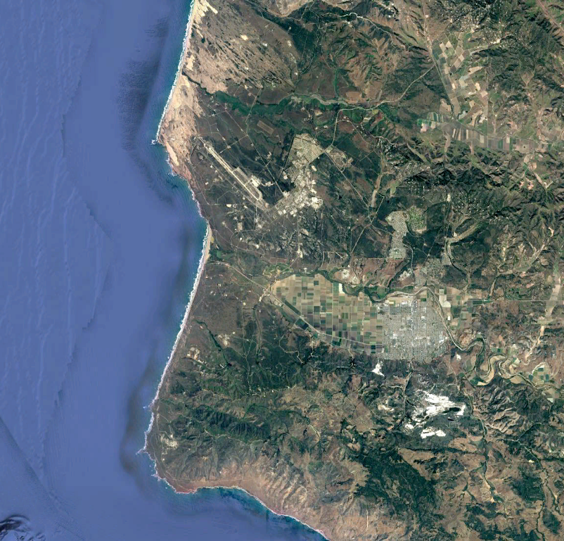 Aerial view of Vandenberg Space Force Base. <em>Google Earth</em>