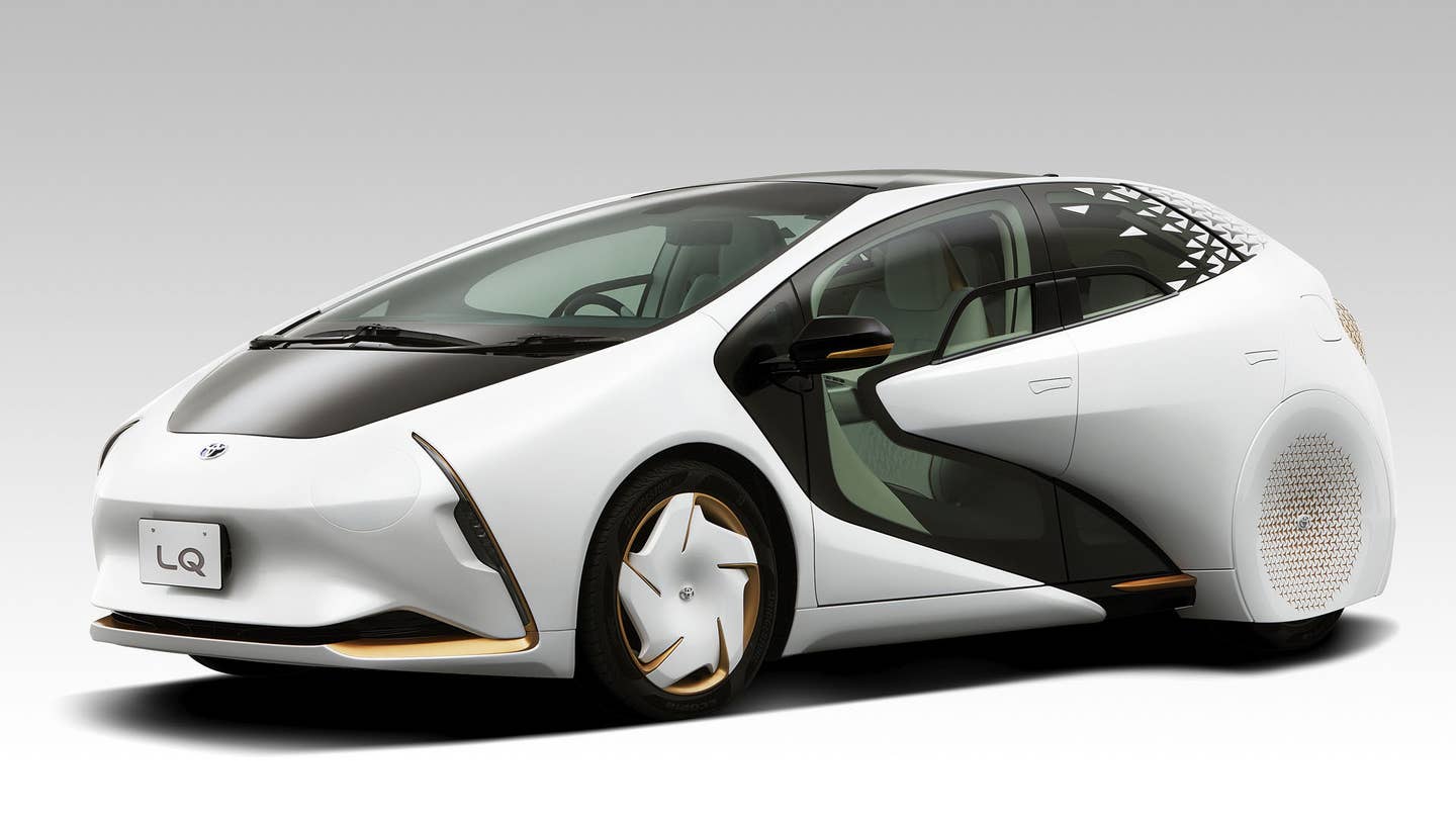 The Toyota LQ Concept car, which is shaped a little bit like a sci-fi egg