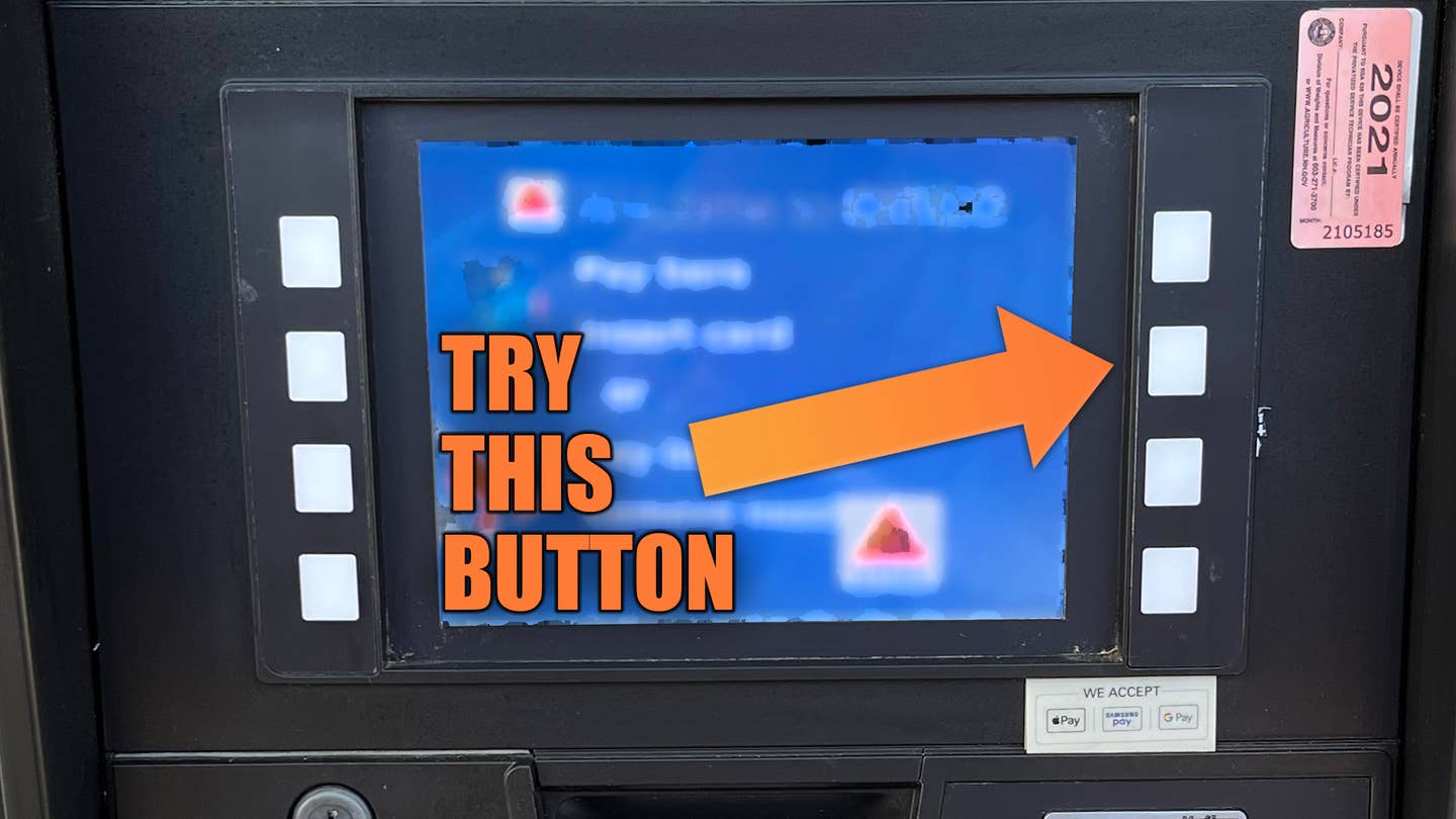 The mute button on a gasoline pump is one town from the top on the right side of the screen.