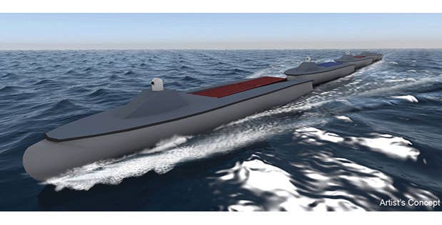 DARPA's Sea Train program hopes to overcome the range limitations inherent in medium unmanned surface vessels. (DARPA image).