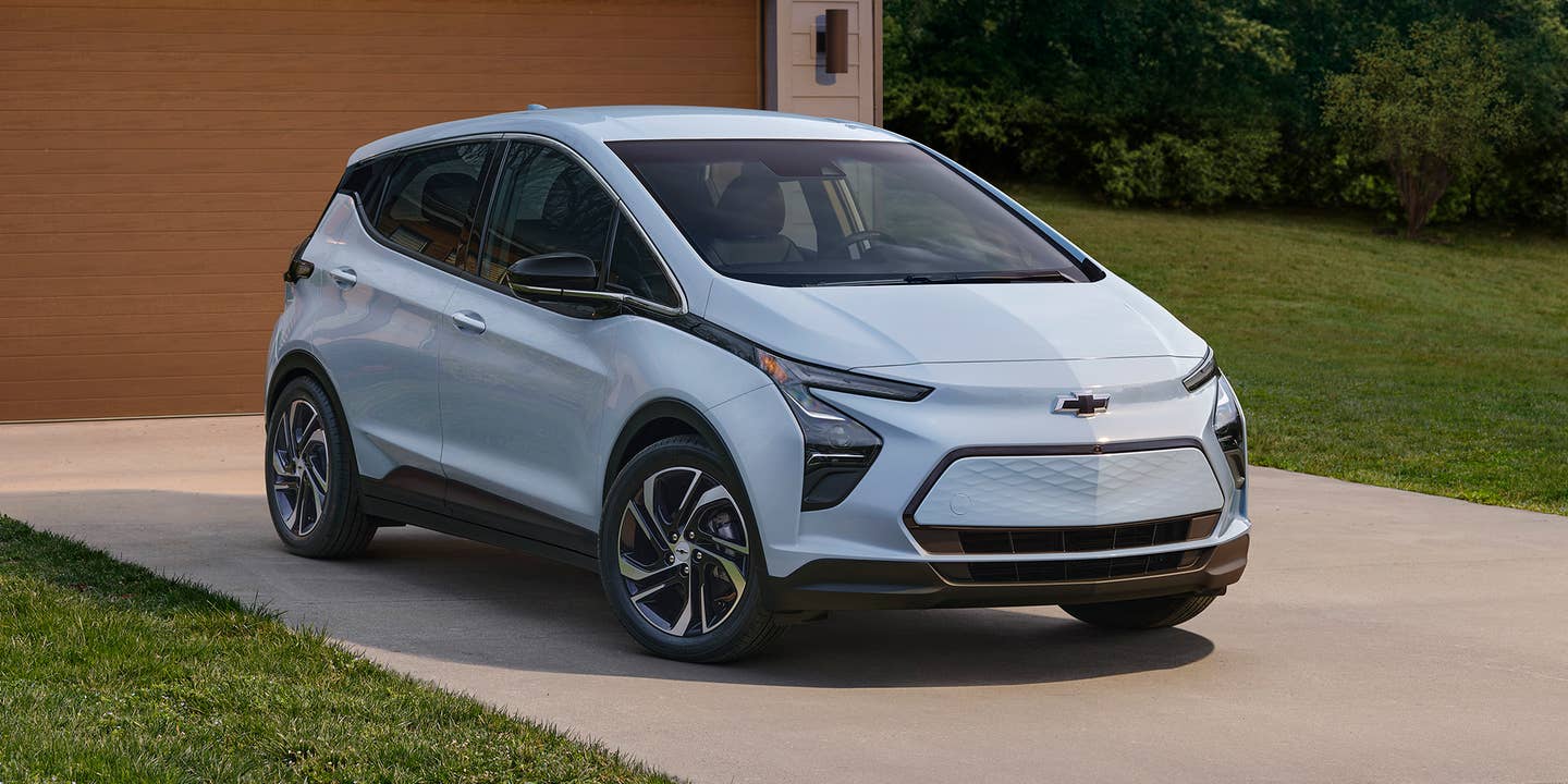 A 2023 Chevrolet Bolt in a driveway.