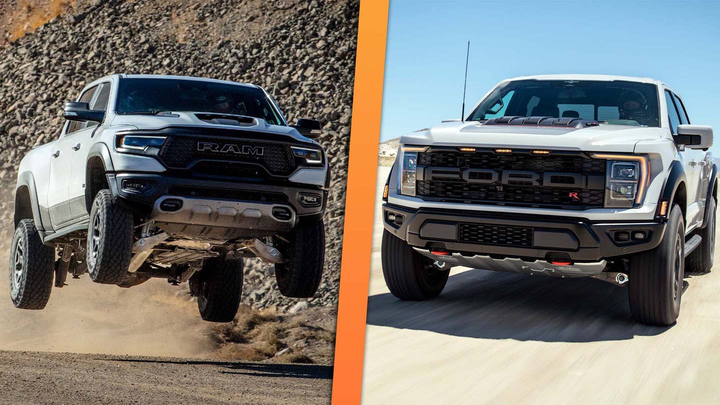 The V8 2023 Ford F-150 Raptor R Compared to the Ram 1500 TRX