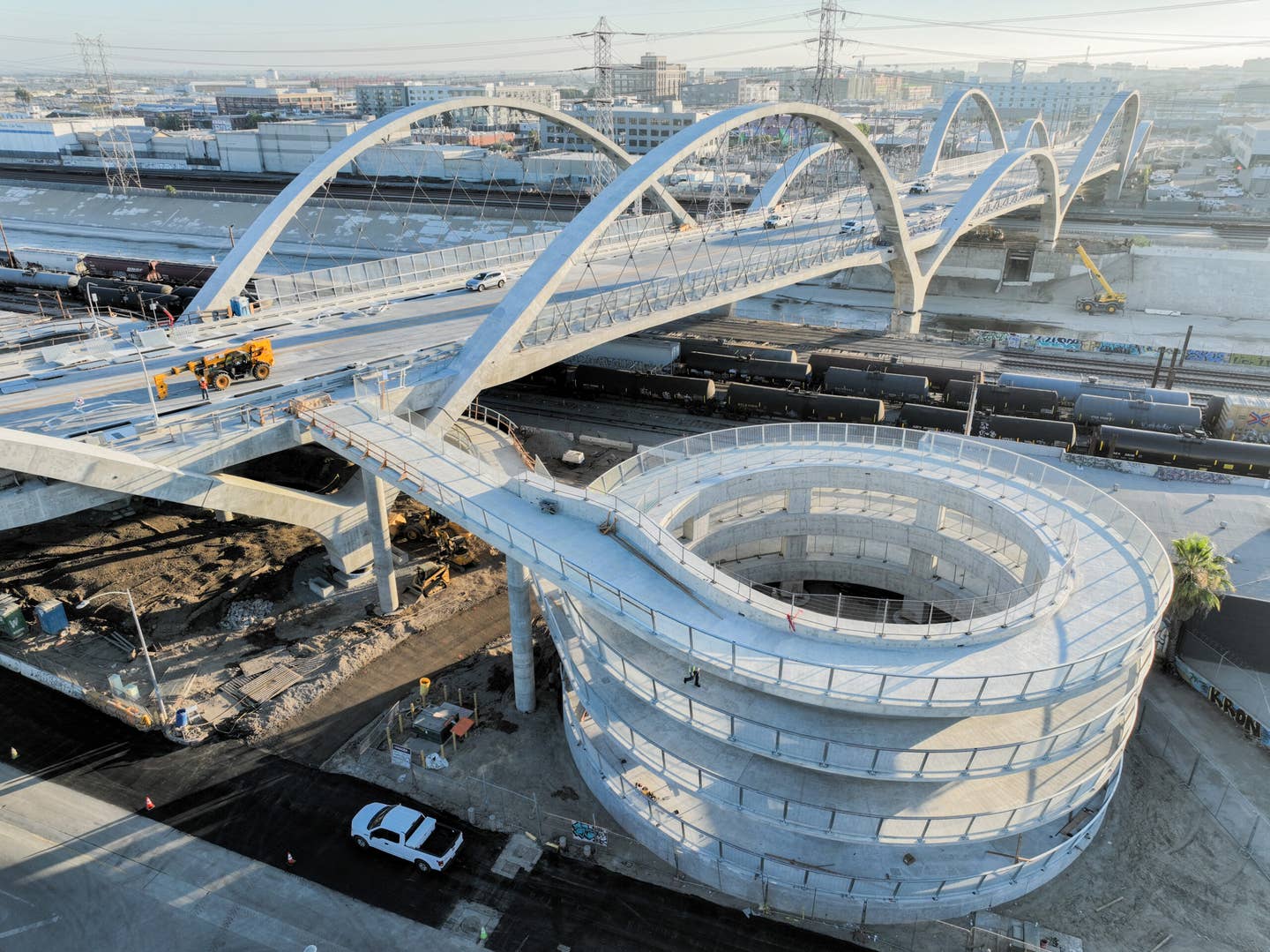 The new Sixth Street Viaduct, pictured here shortly before opening. <em>Getty Images</em>