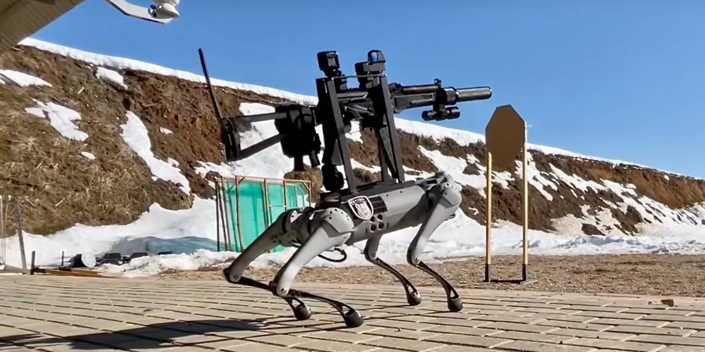 Robot dog with submachine gun