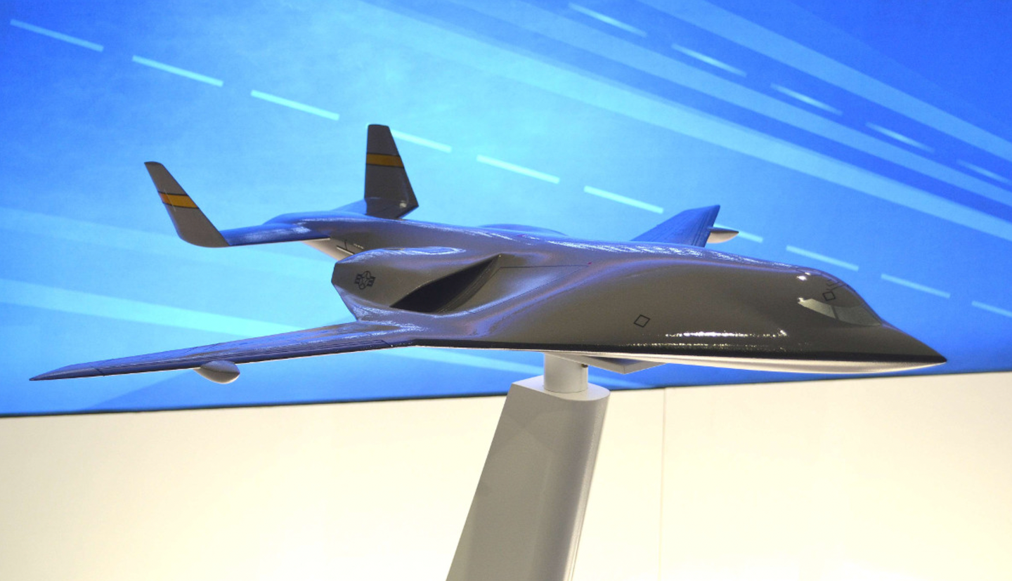 A model of a Lockheed Martin blended wing-body aerial refueling tanker the company has shown in the past, possibly for the Air Force's KC-Z requirements. <em>Lockheed Martin</em>