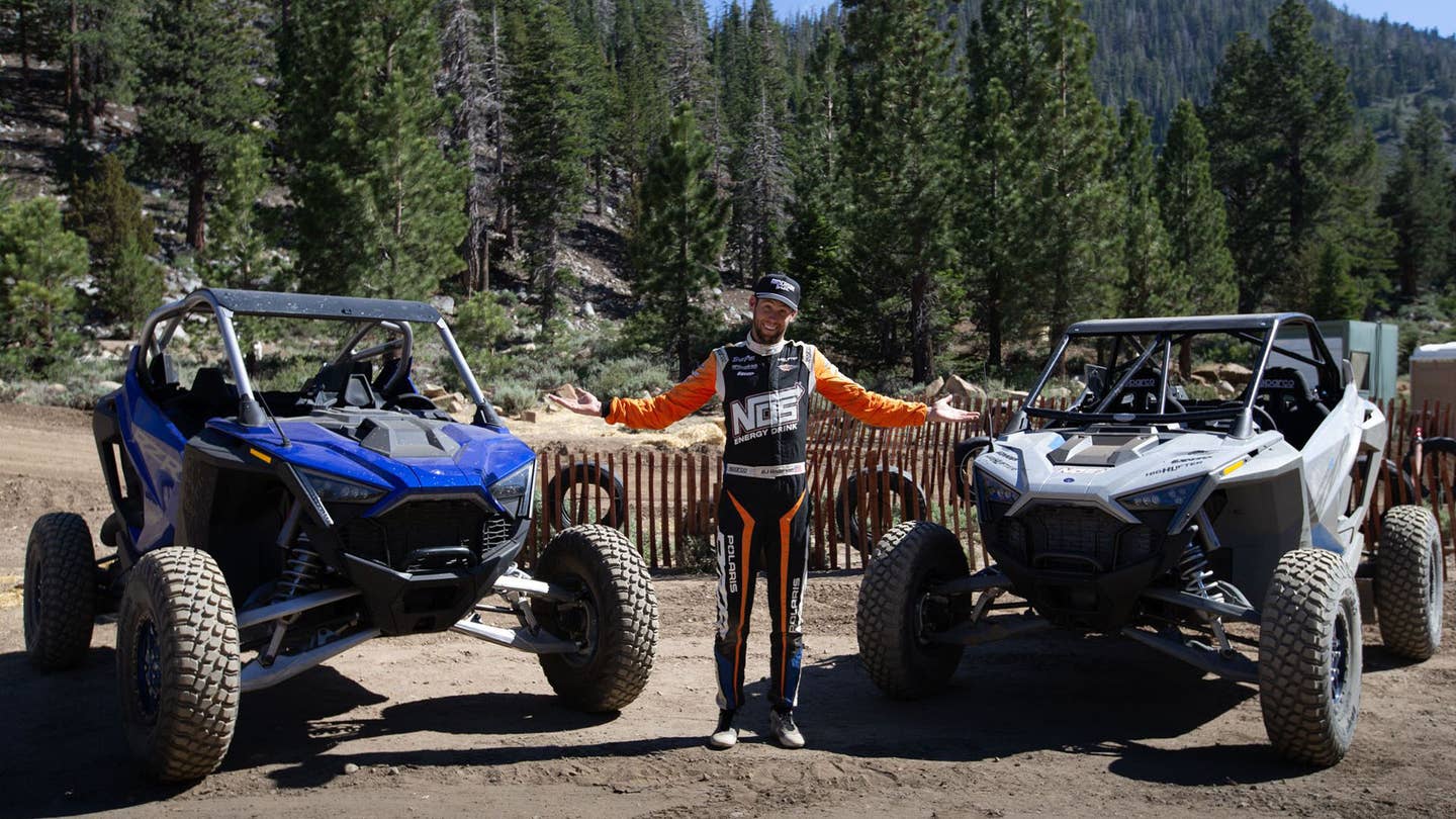 RJ Anderson with Polaris RZR Pro R and Turbo R at Mammoth Motocross