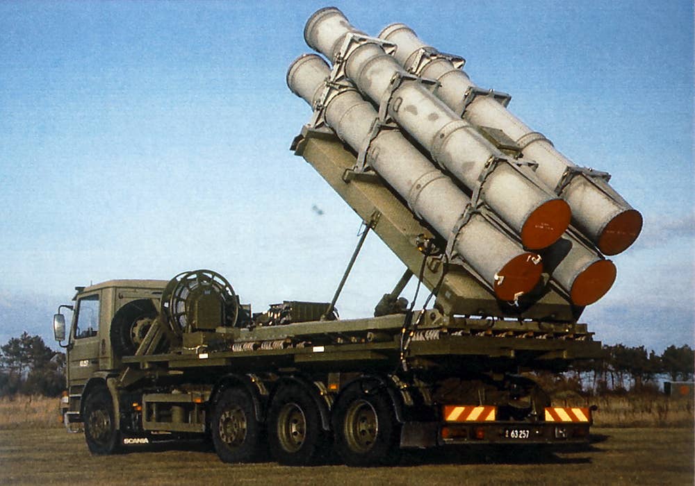 A Danish shore-based Harpoon missile launcher. <em>Wiki Commons</em>