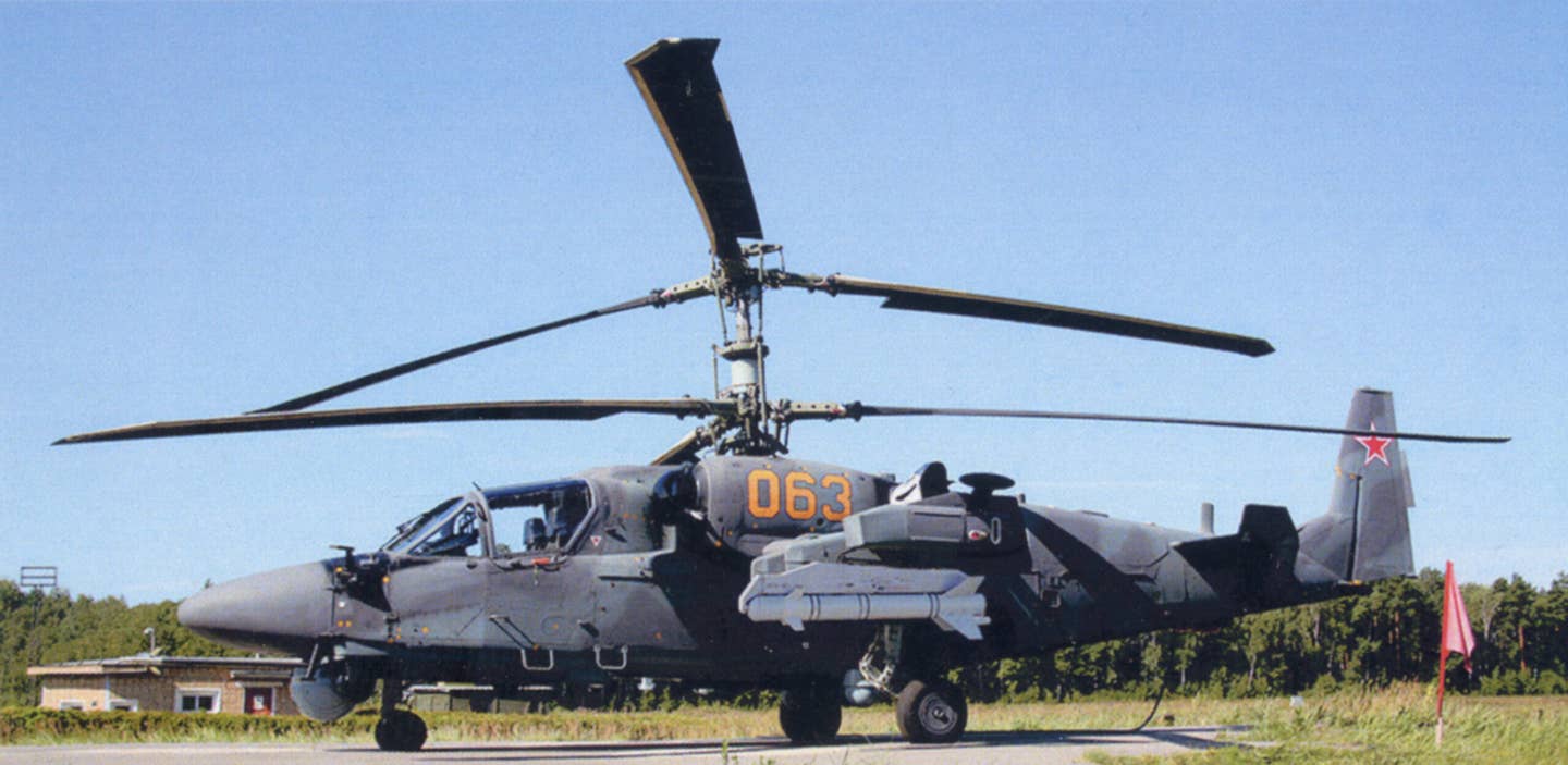 A Ka-52 test helicopter carries a LMUR missile. <em>Russian Helicopters</em>