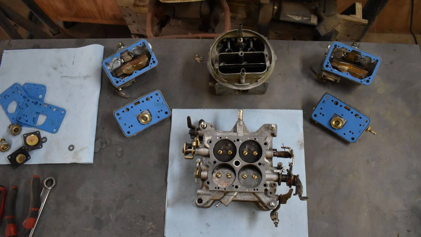 A dismantled carb.